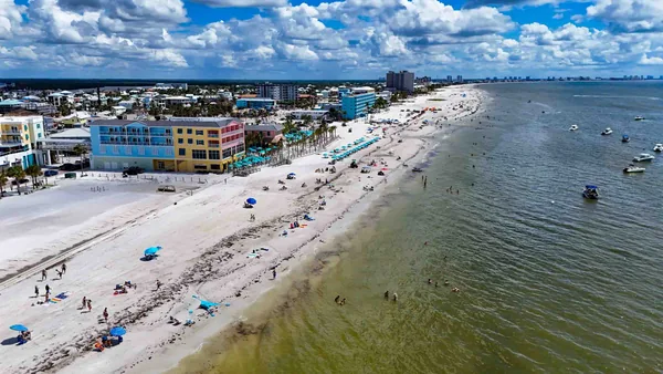 Aerial view of Fort Myers Beach near Times Square
